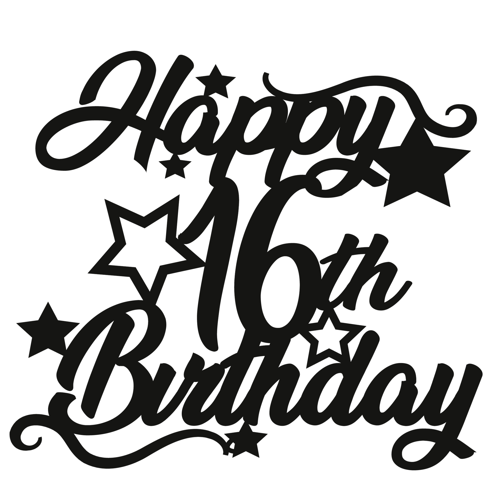 Cake Topper - Circular Number Sixteen 16 - The Create Studio