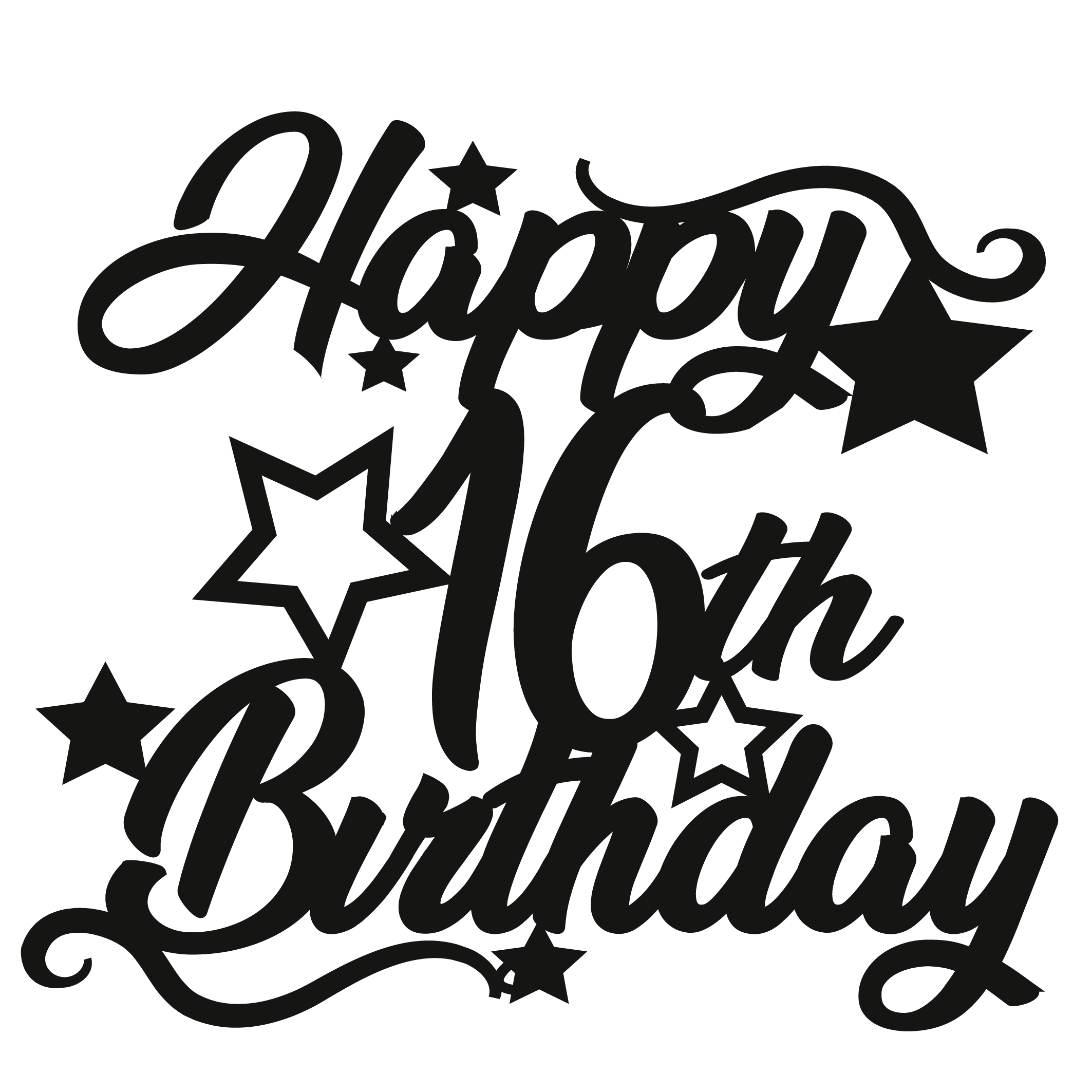 Cake Topper - Circular Number Sixteen 16 - The Create Studio