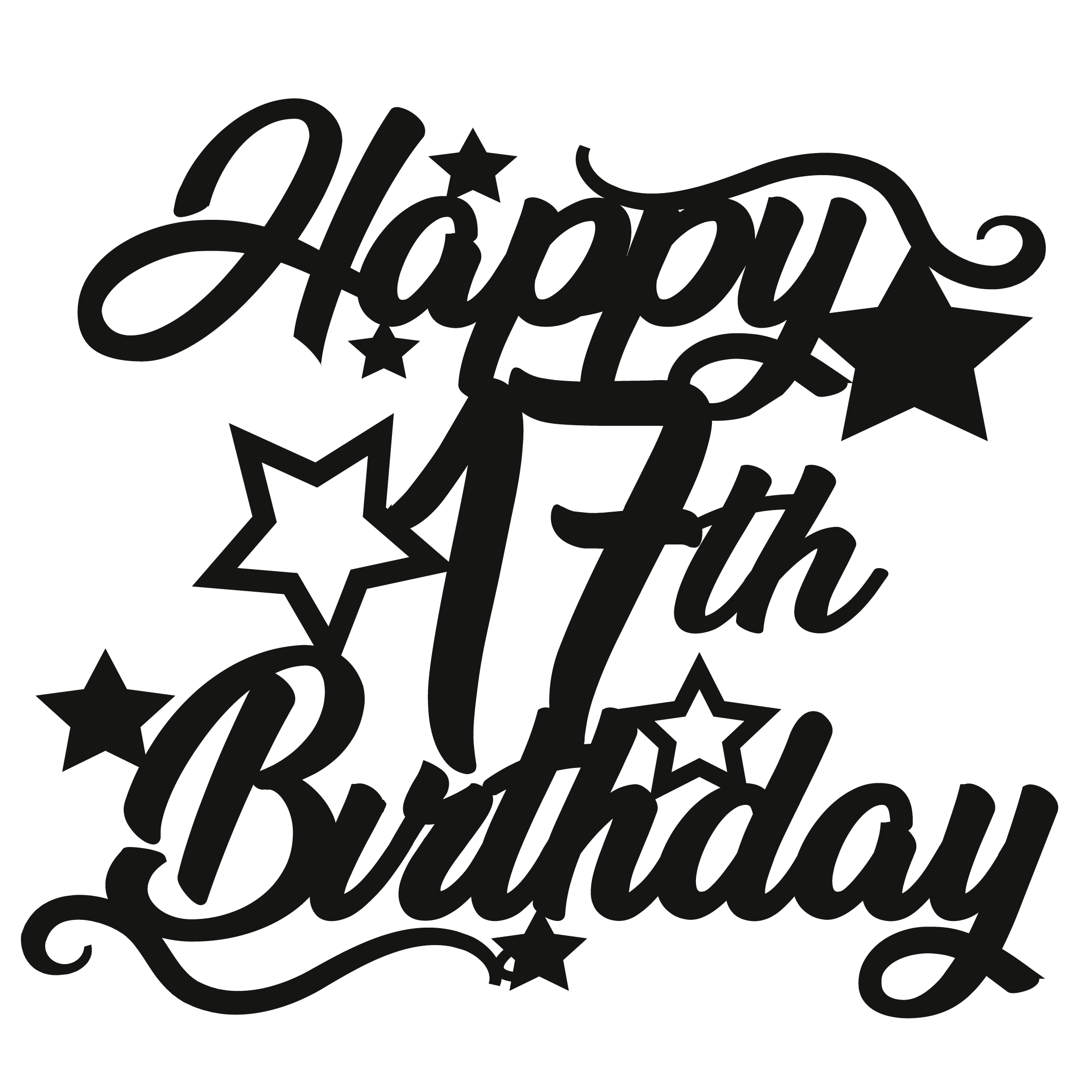 Cake Topper - Circular Number Seventeen 17 - The Create Studio