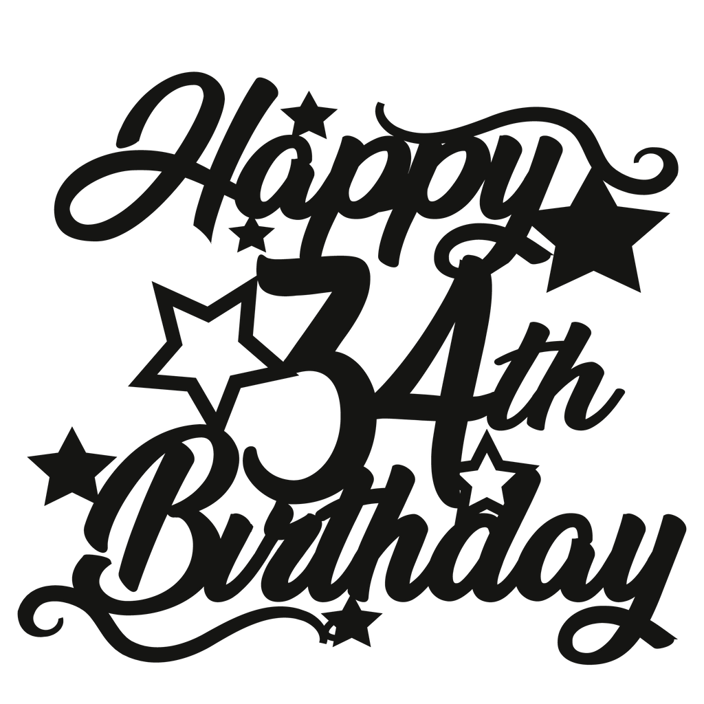 34th Birthday - Numbered - Cake Topper - The Create Studio