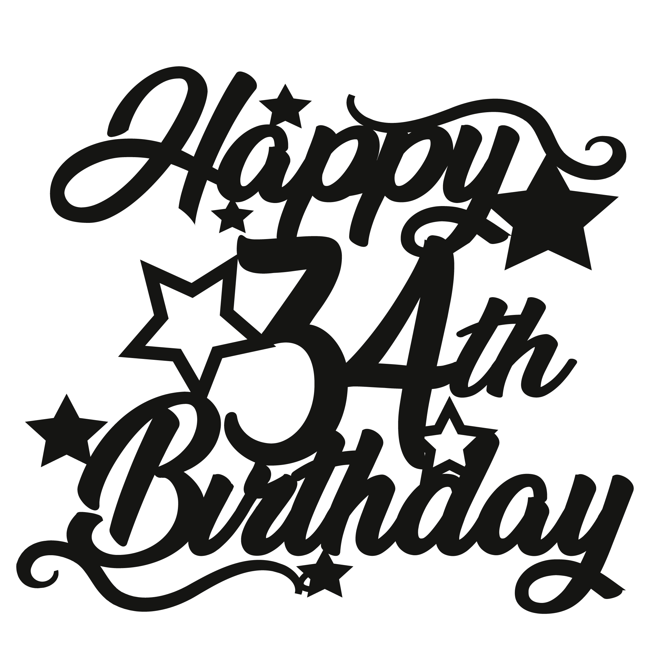 34th Birthday - Numbered - Cake Topper - The Create Studio