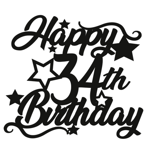 34th Birthday - Numbered - Cake Topper - The Create Studio