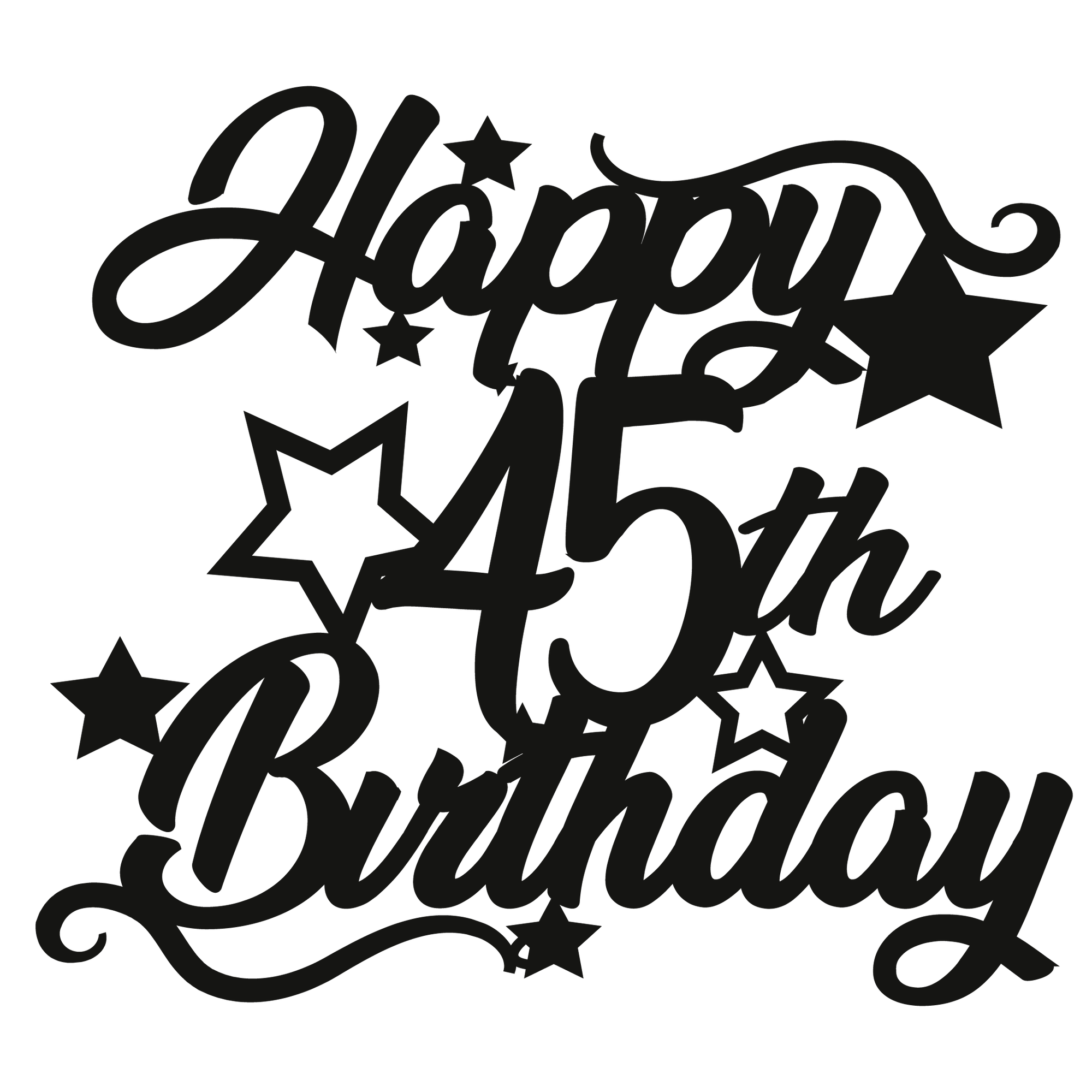 45th Birthday - Numbered - Cake Topper - The Create Studio
