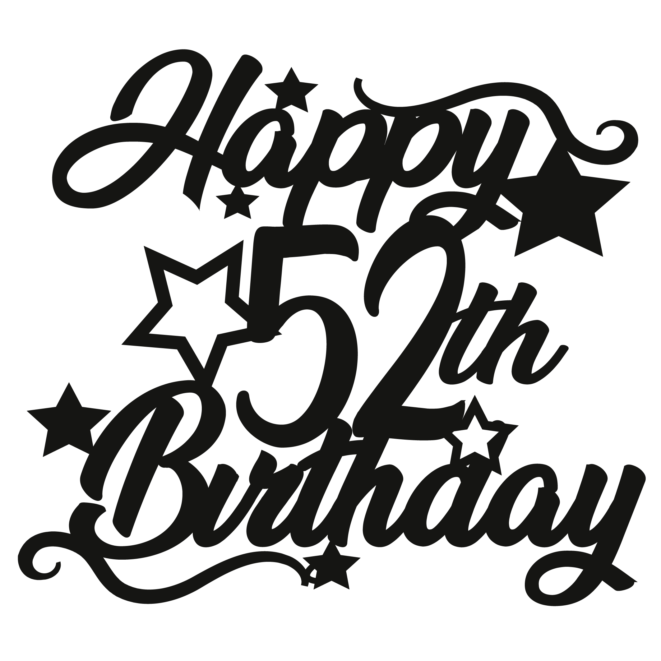 52nd Birthday - Numbered - Cake Topper - The Create Studio
