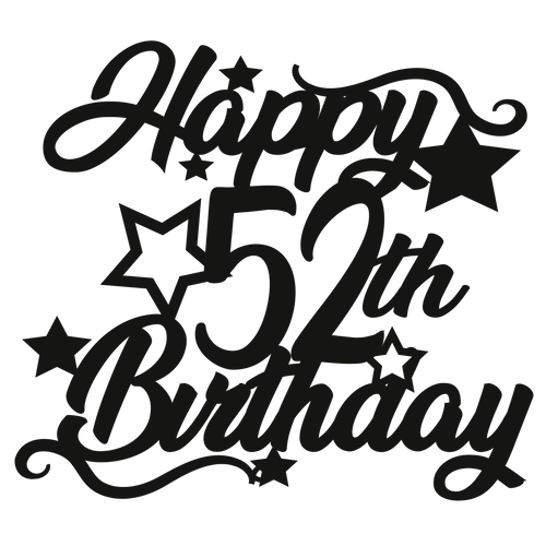 52nd Birthday - Numbered - Cake Topper - The Create Studio