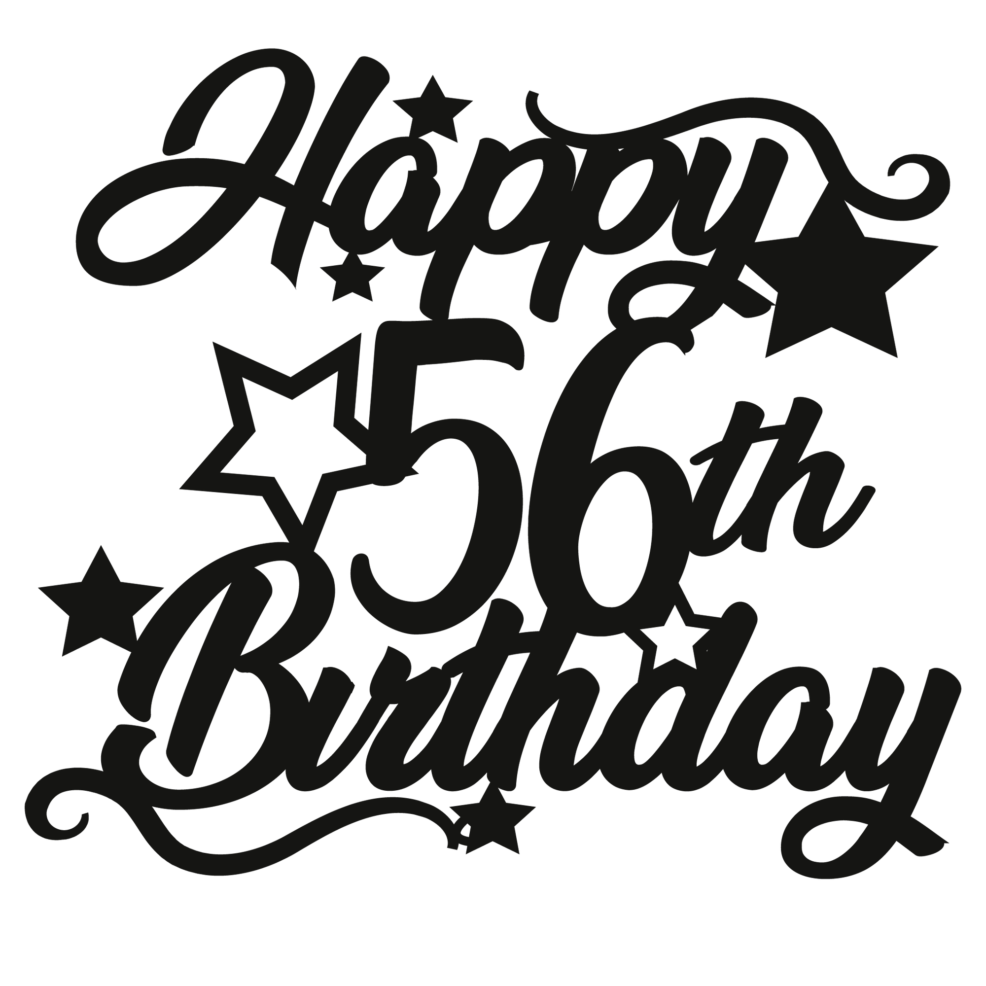 56th Birthday - Numbered - Cake Topper - The Create Studio