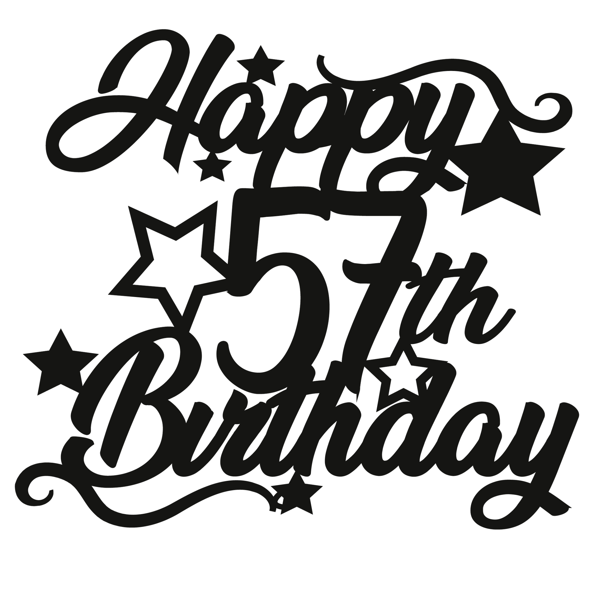 57th Birthday - Numbered - Cake Topper - The Create Studio