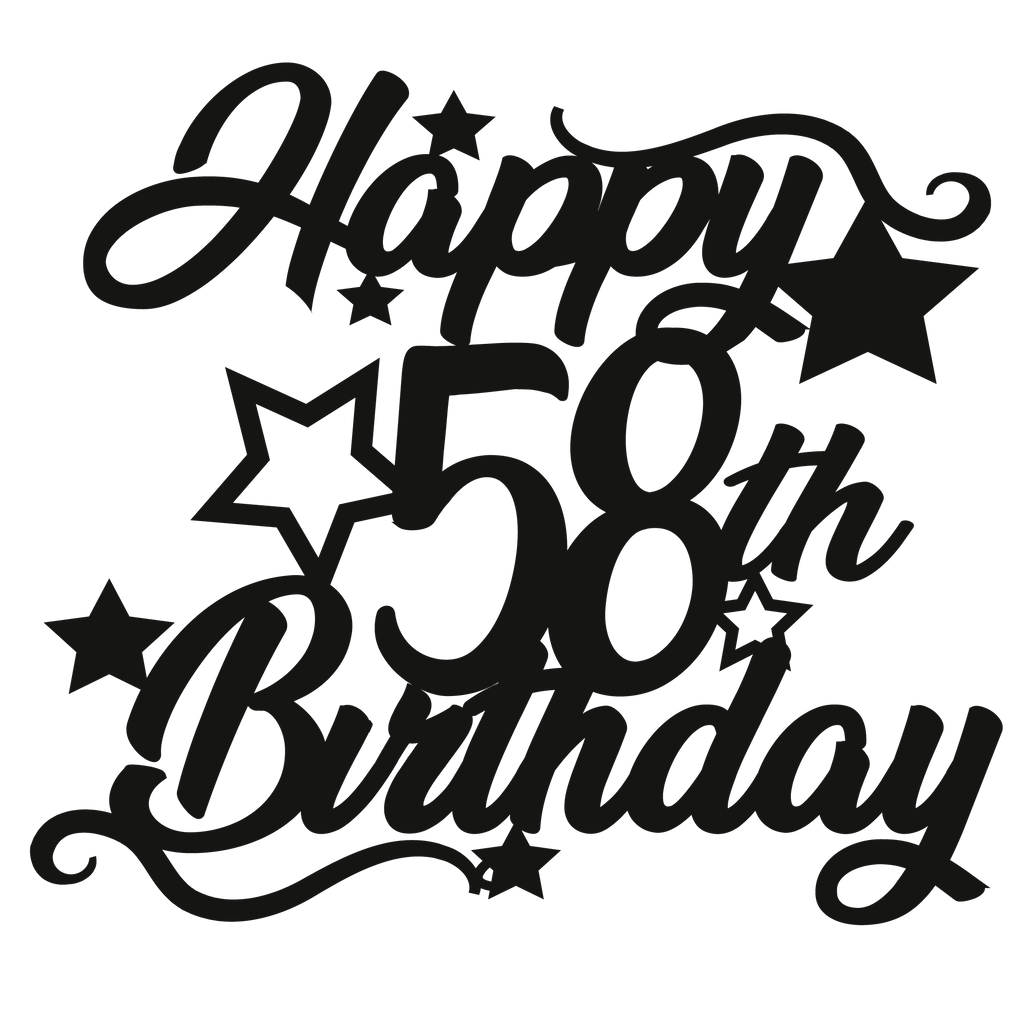 58th Birthday - Numbered - Cake Topper - The Create Studio