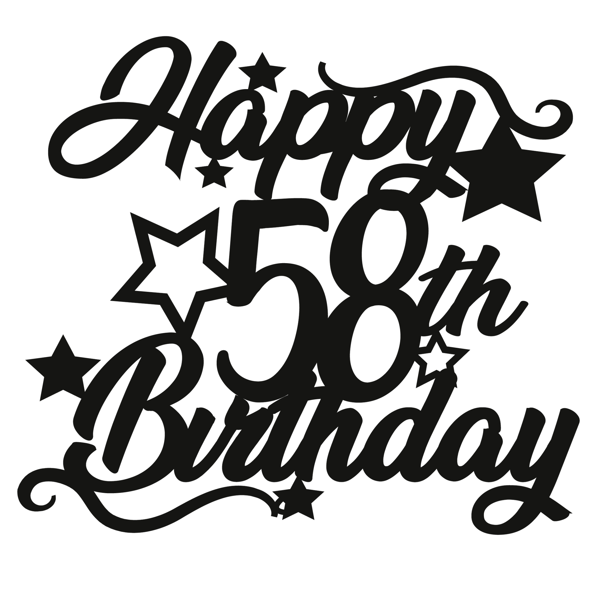 58th Birthday - Numbered - Cake Topper - The Create Studio