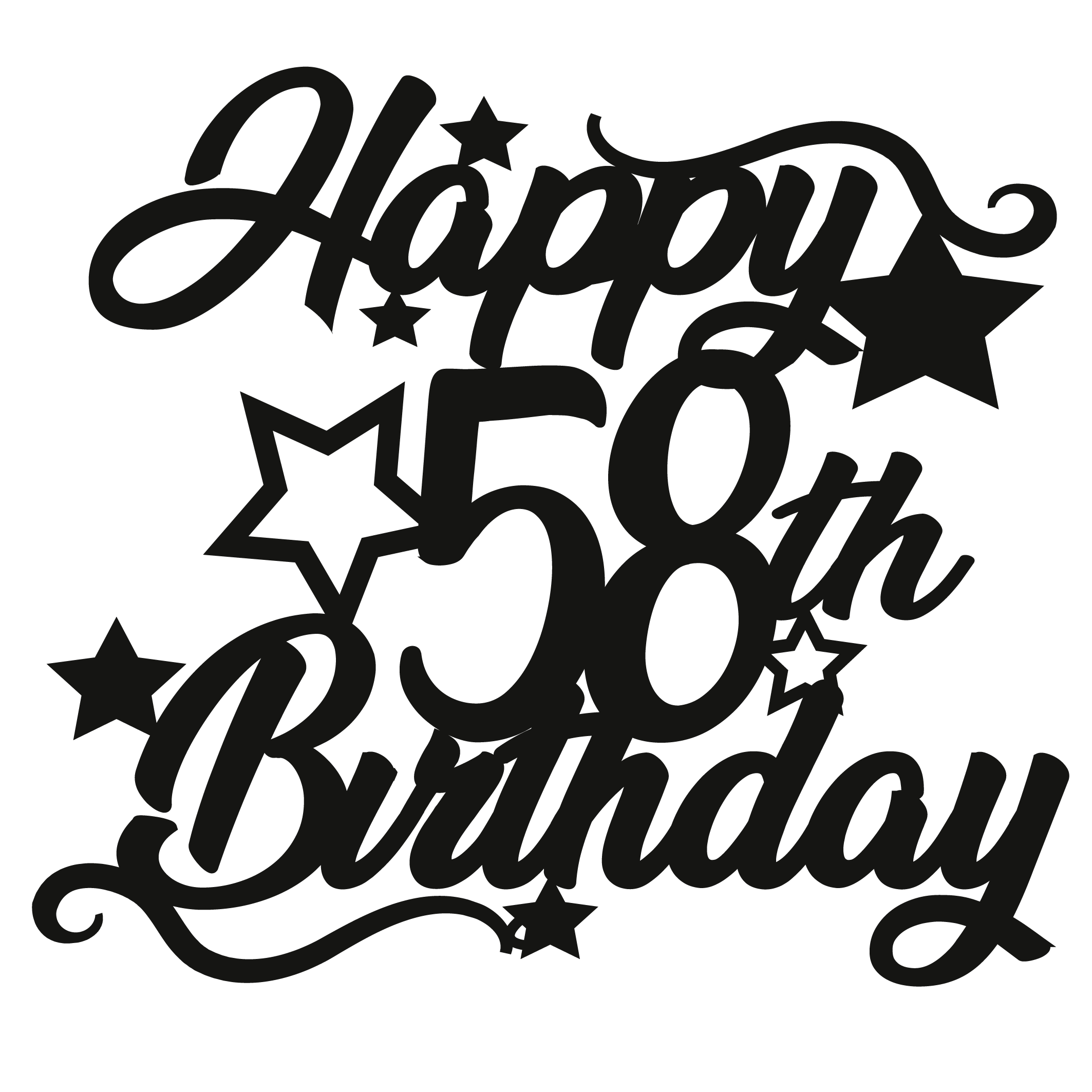 58th Birthday - Numbered - Cake Topper - The Create Studio