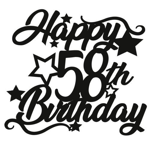 58th Birthday - Numbered - Cake Topper - The Create Studio
