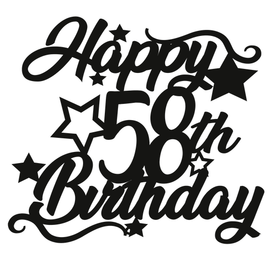 58th Birthday - Numbered - Cake Topper - The Create Studio