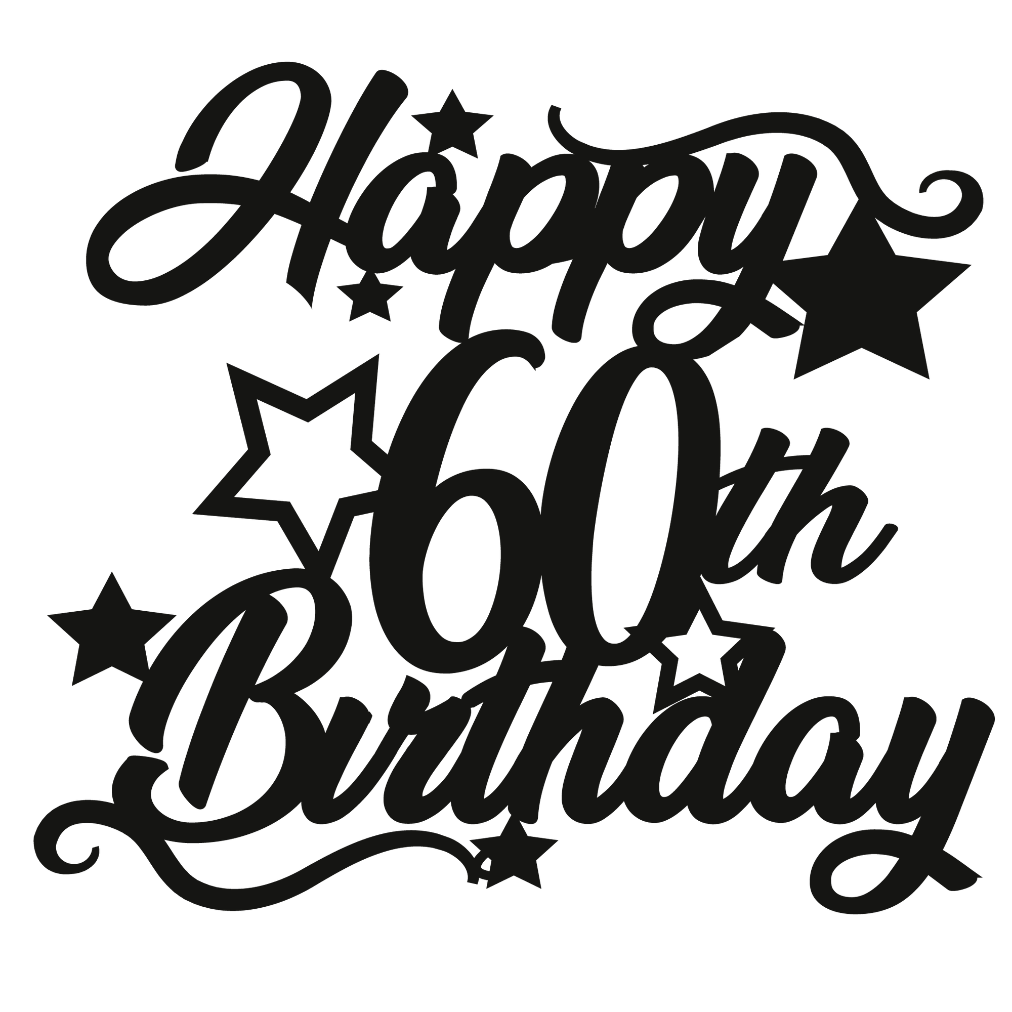 60th Birthday - Numbered - Cake Topper - The Create Studio