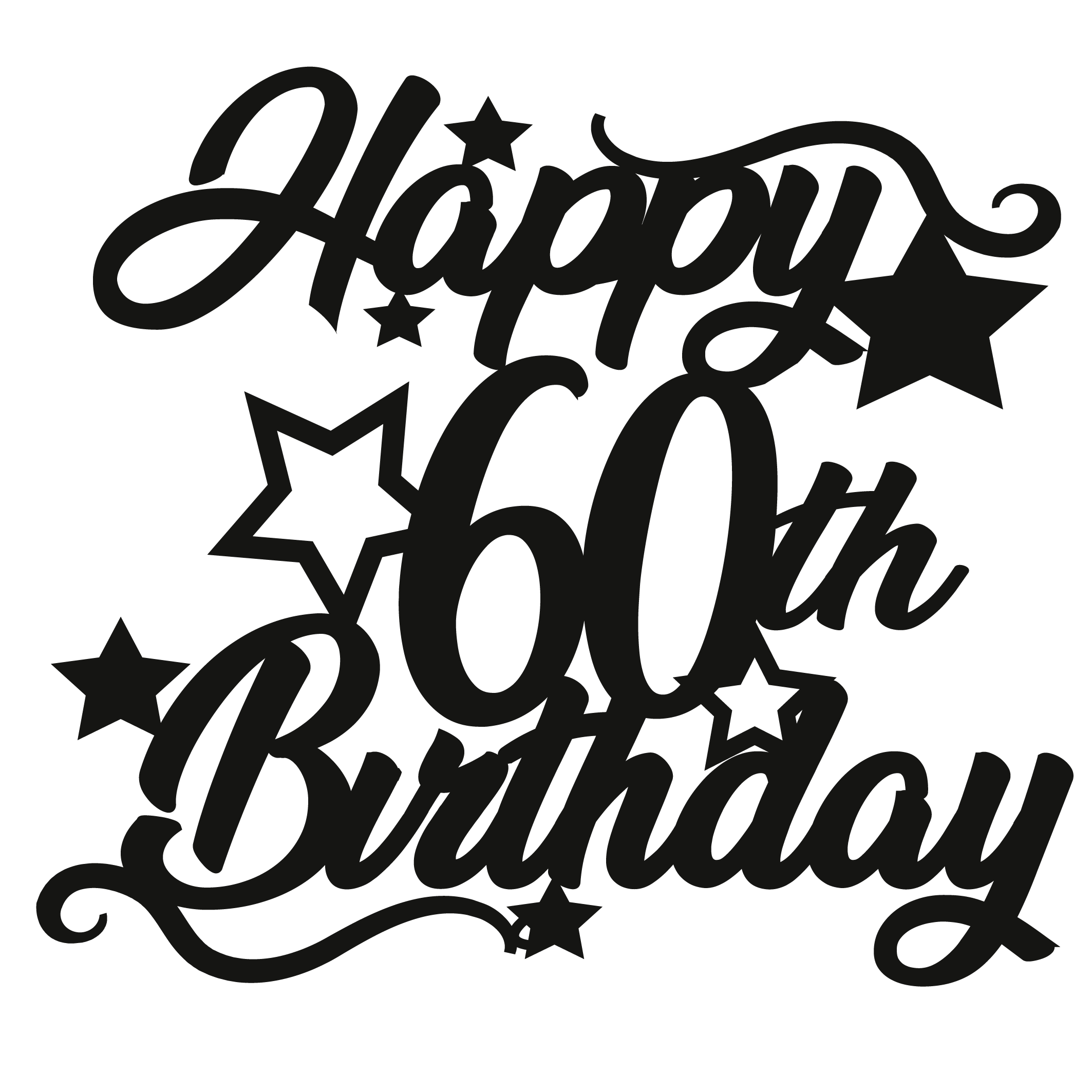 60th Birthday - Numbered - Cake Topper - The Create Studio
