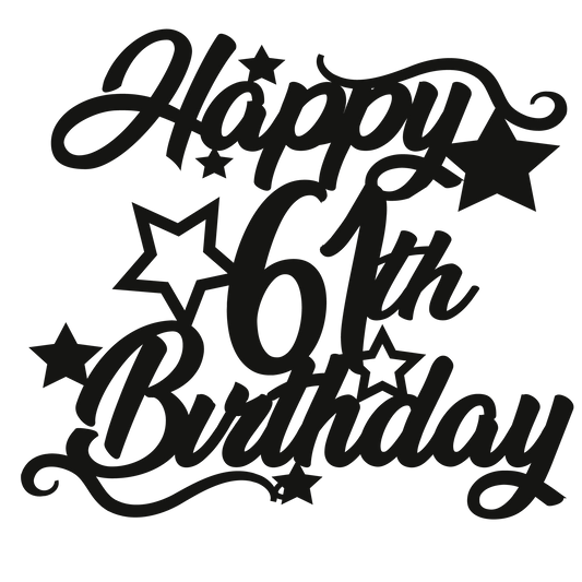 61st Birthday - Numbered - Cake Topper - The Create Studio