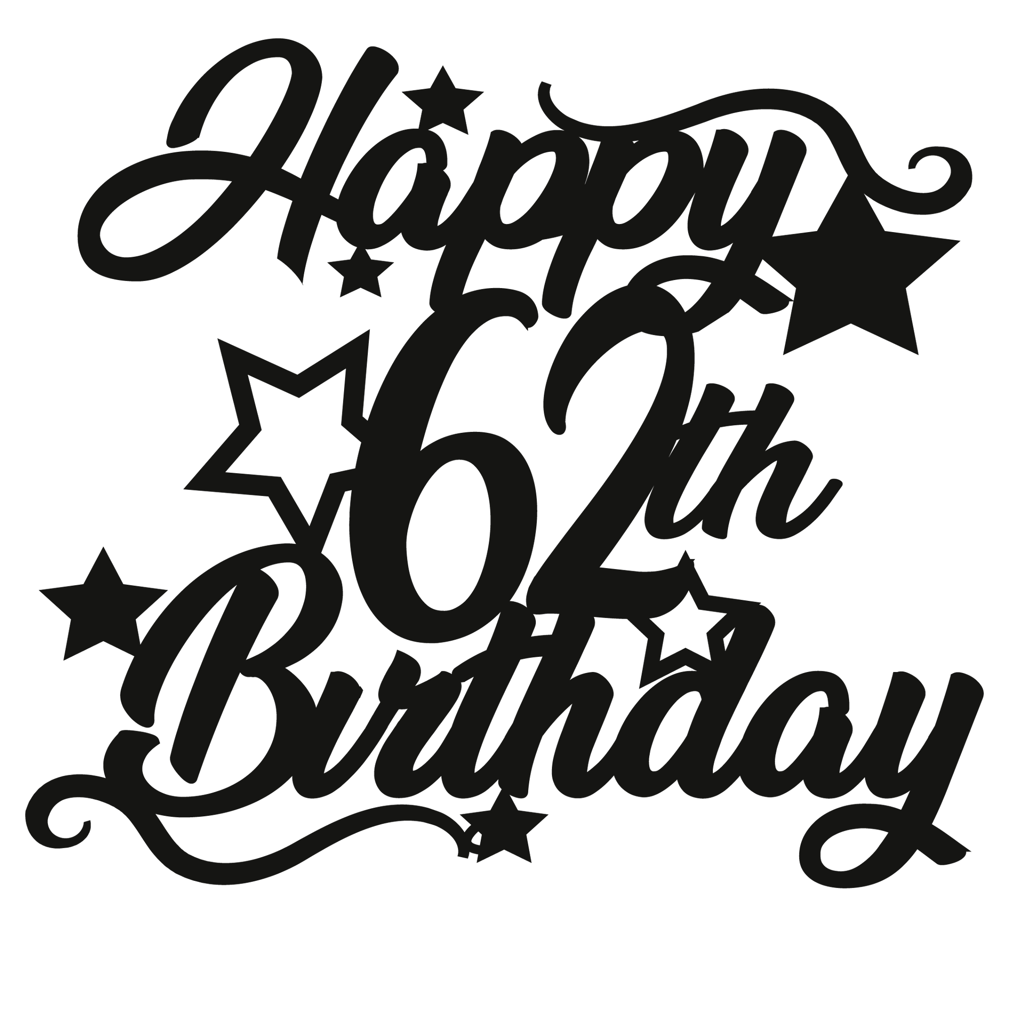 62nd Birthday - Numbered - Cake Topper - The Create Studio