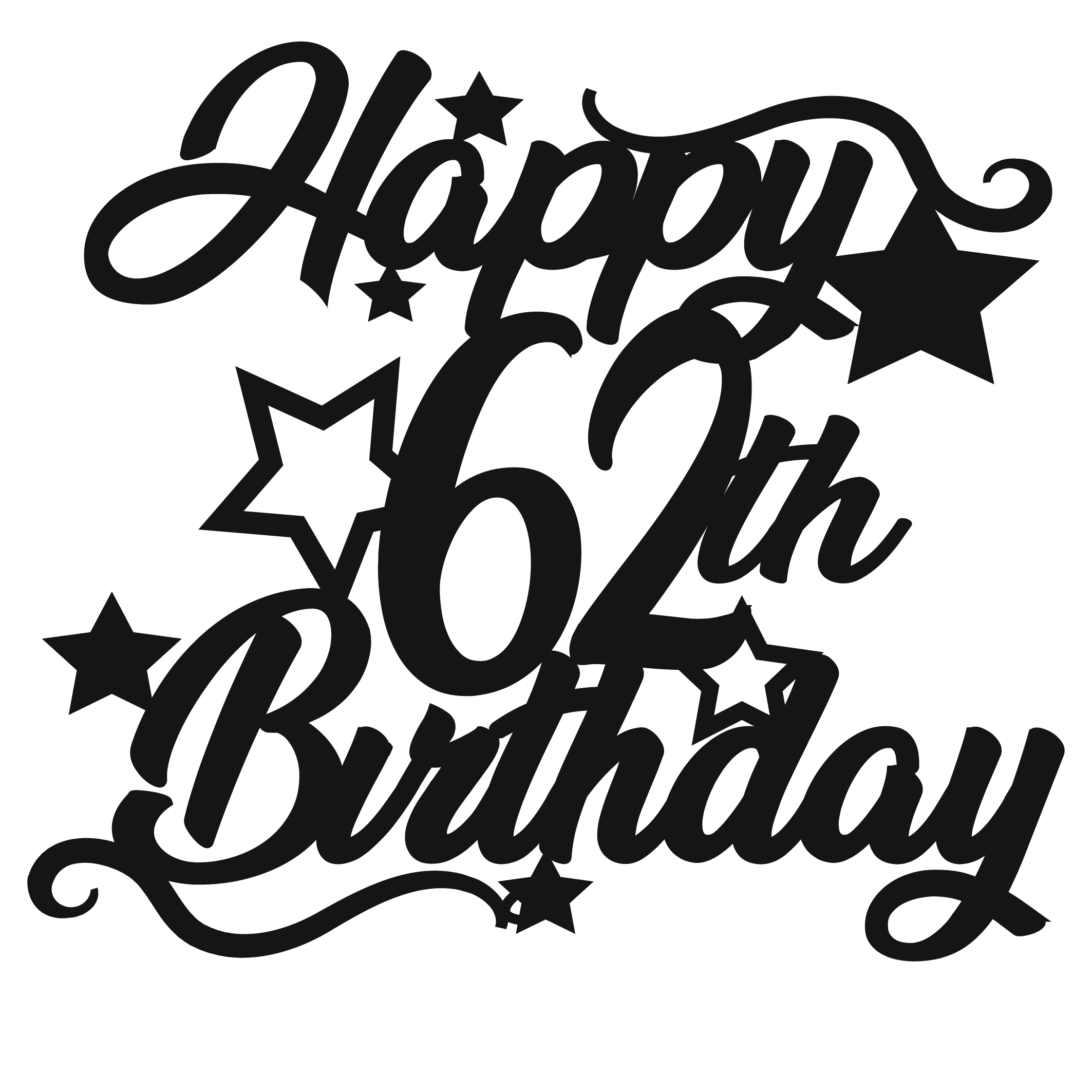 62nd Birthday - Numbered - Cake Topper - The Create Studio