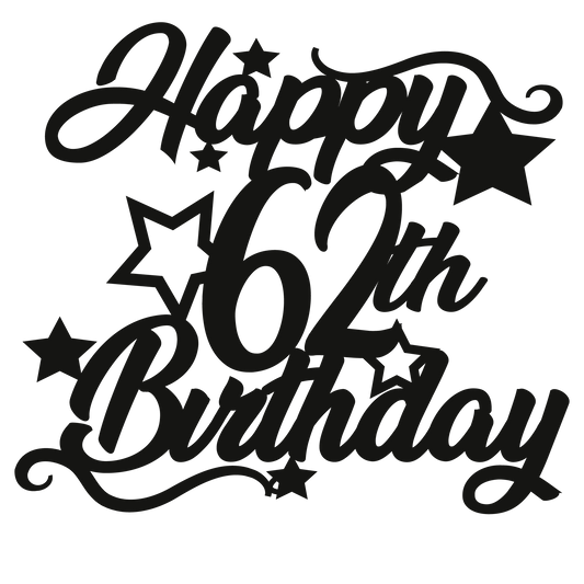 62nd Birthday - Numbered - Cake Topper - The Create Studio