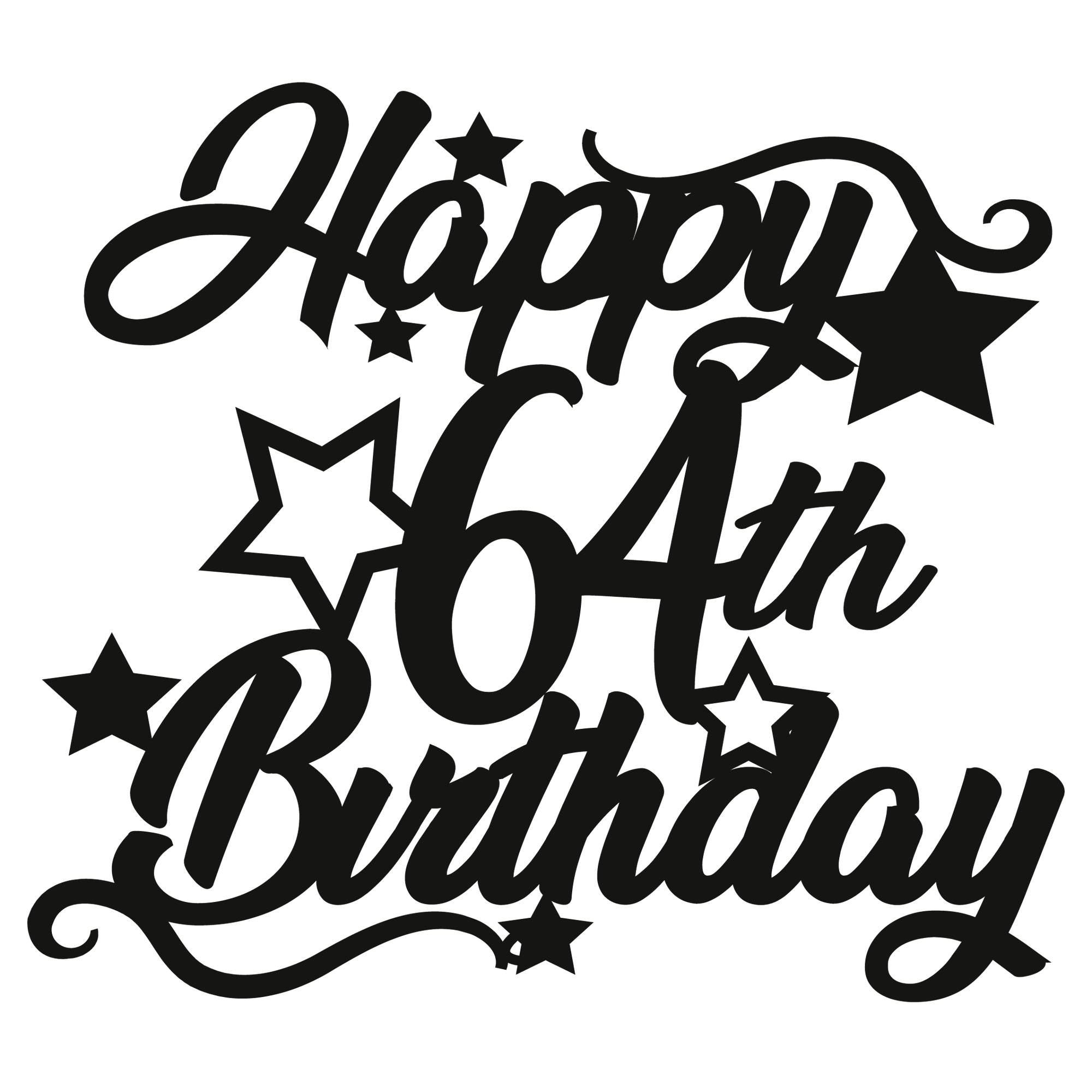 64th Birthday - Numbered - Cake Topper - The Create Studio