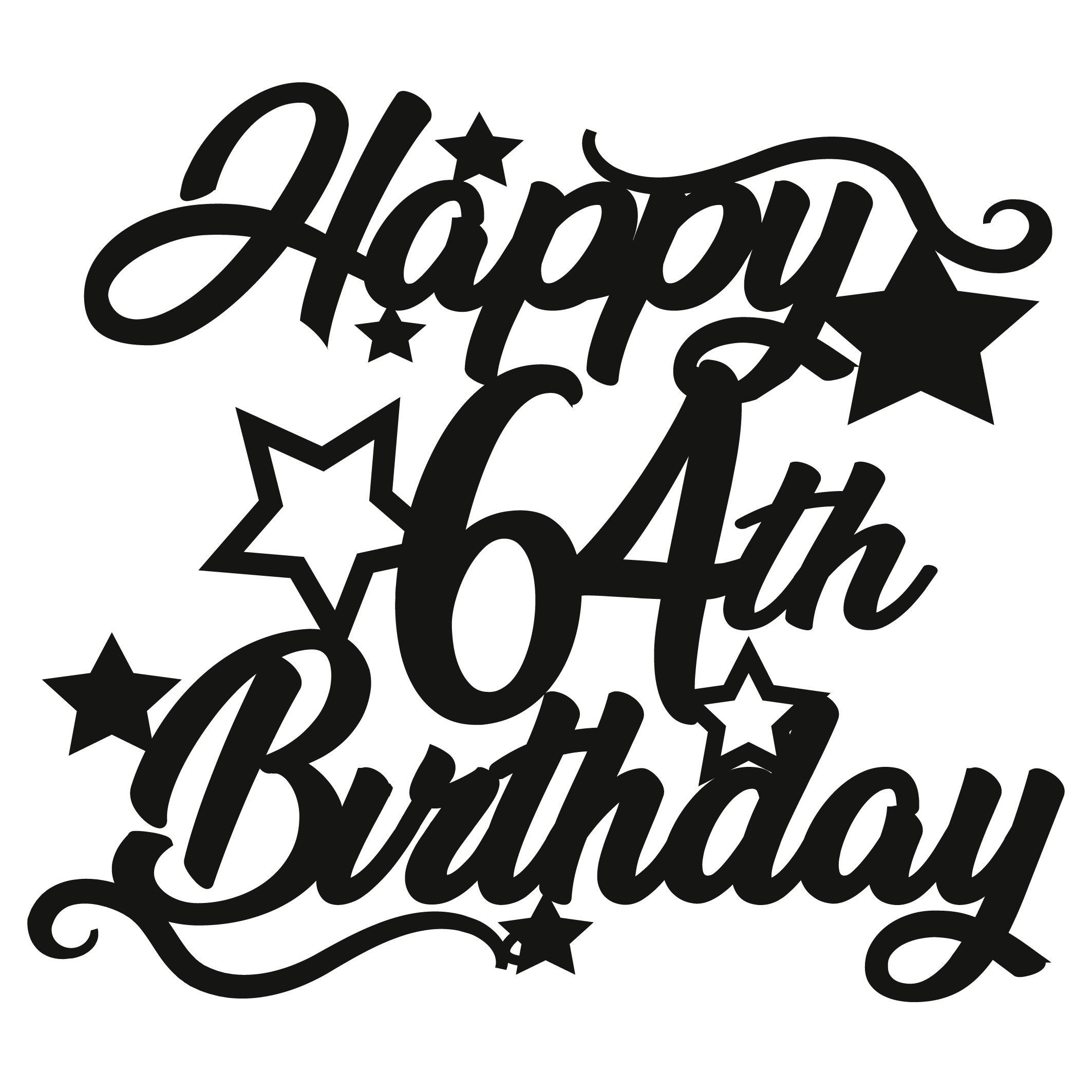 64th Birthday - Numbered - Cake Topper - The Create Studio