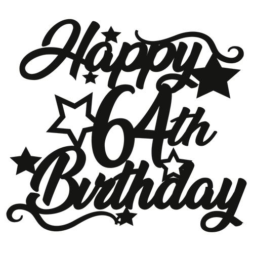 64th Birthday - Numbered - Cake Topper - The Create Studio