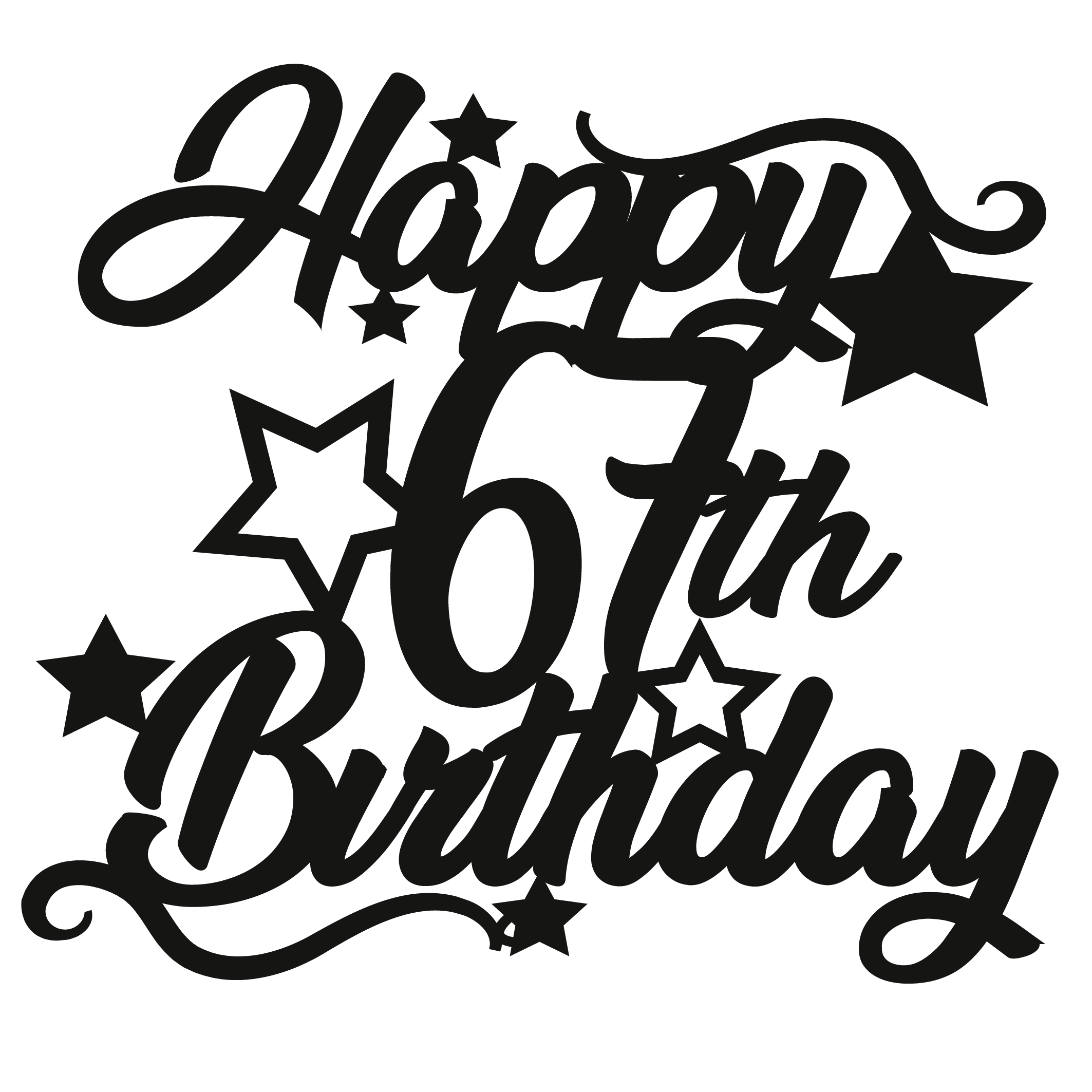 67th Birthday - Numbered - Cake Topper - The Create Studio