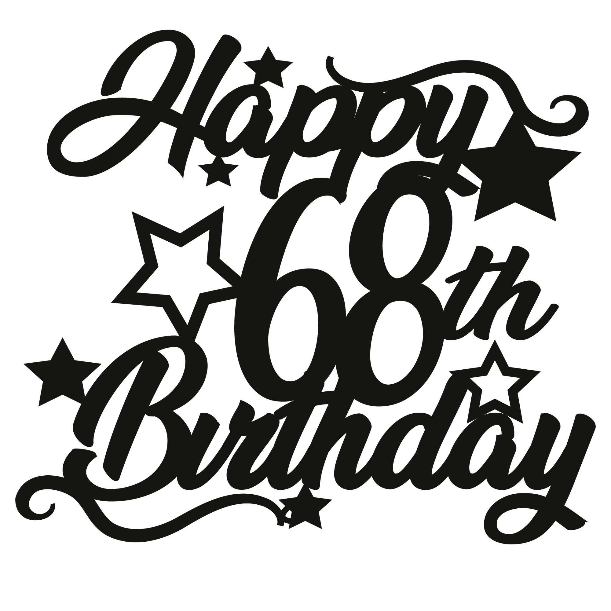 68th Birthday - Numbered - Cake Topper - The Create Studio