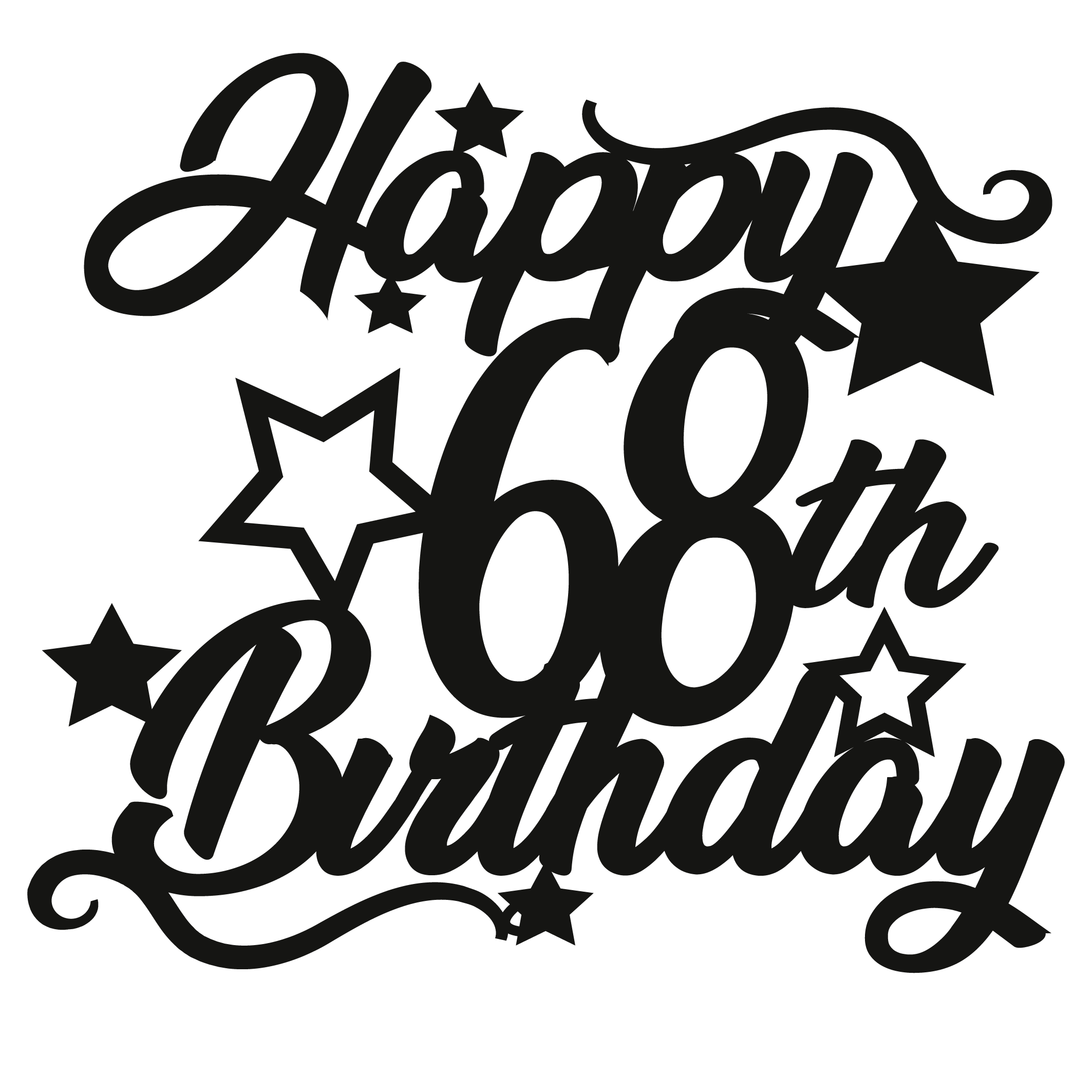 68th Birthday - Numbered - Cake Topper - The Create Studio