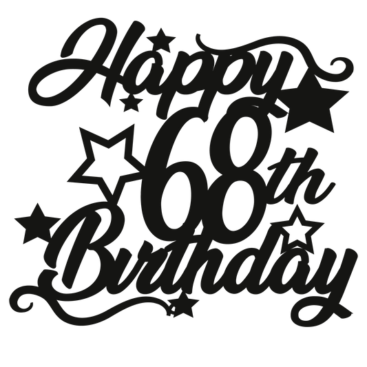 68th Birthday - Numbered - Cake Topper - The Create Studio