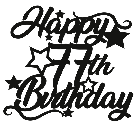 77th Birthday - Numbered - Cake Topper - The Create Studio