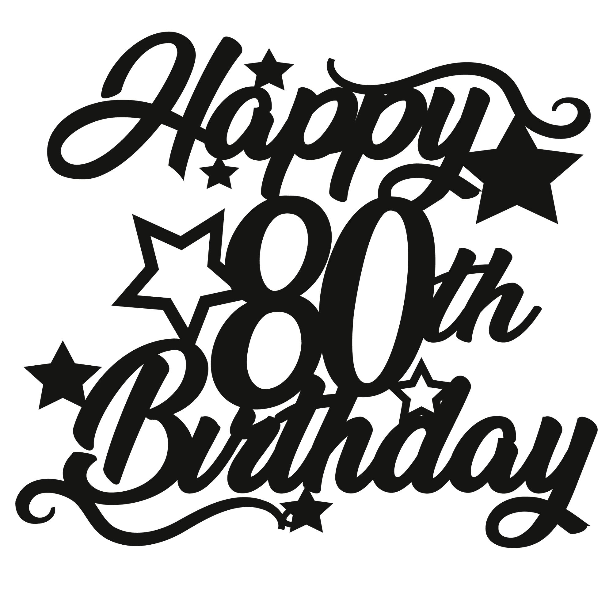 80th Birthday - Numbered - Cake Topper - The Create Studio