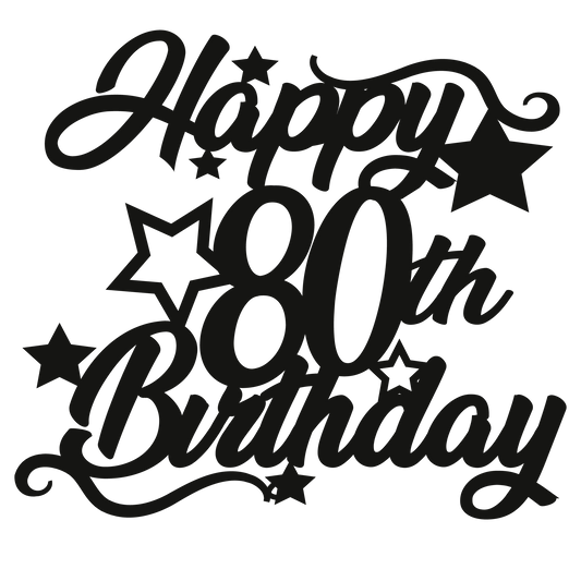 80th Birthday - Numbered - Cake Topper - The Create Studio