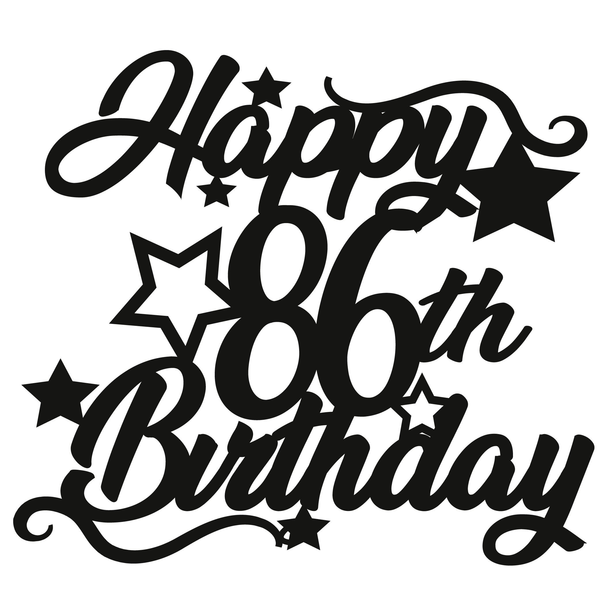 86th Birthday - Numbered - Cake Topper - The Create Studio