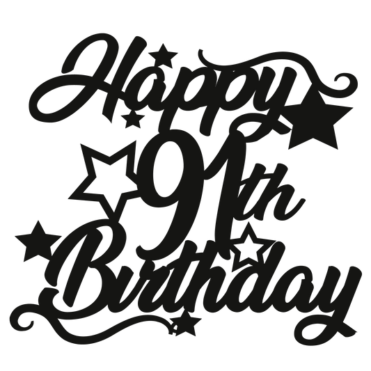 91st Birthday - Numbered - Cake Topper - The Create Studio