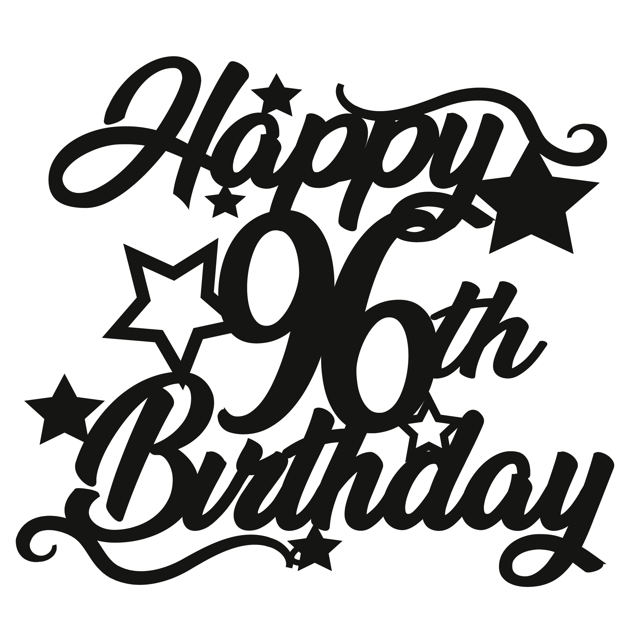 96th Birthday - Numbered - Cake Topper - The Create Studio