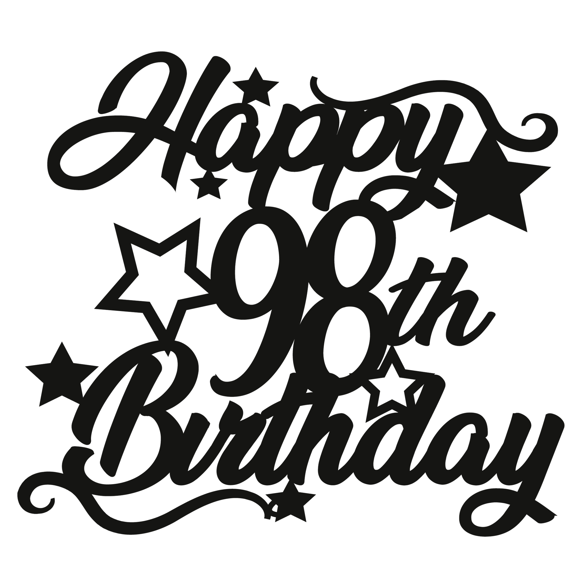 98th Birthday - Numbered - Cake Topper - The Create Studio