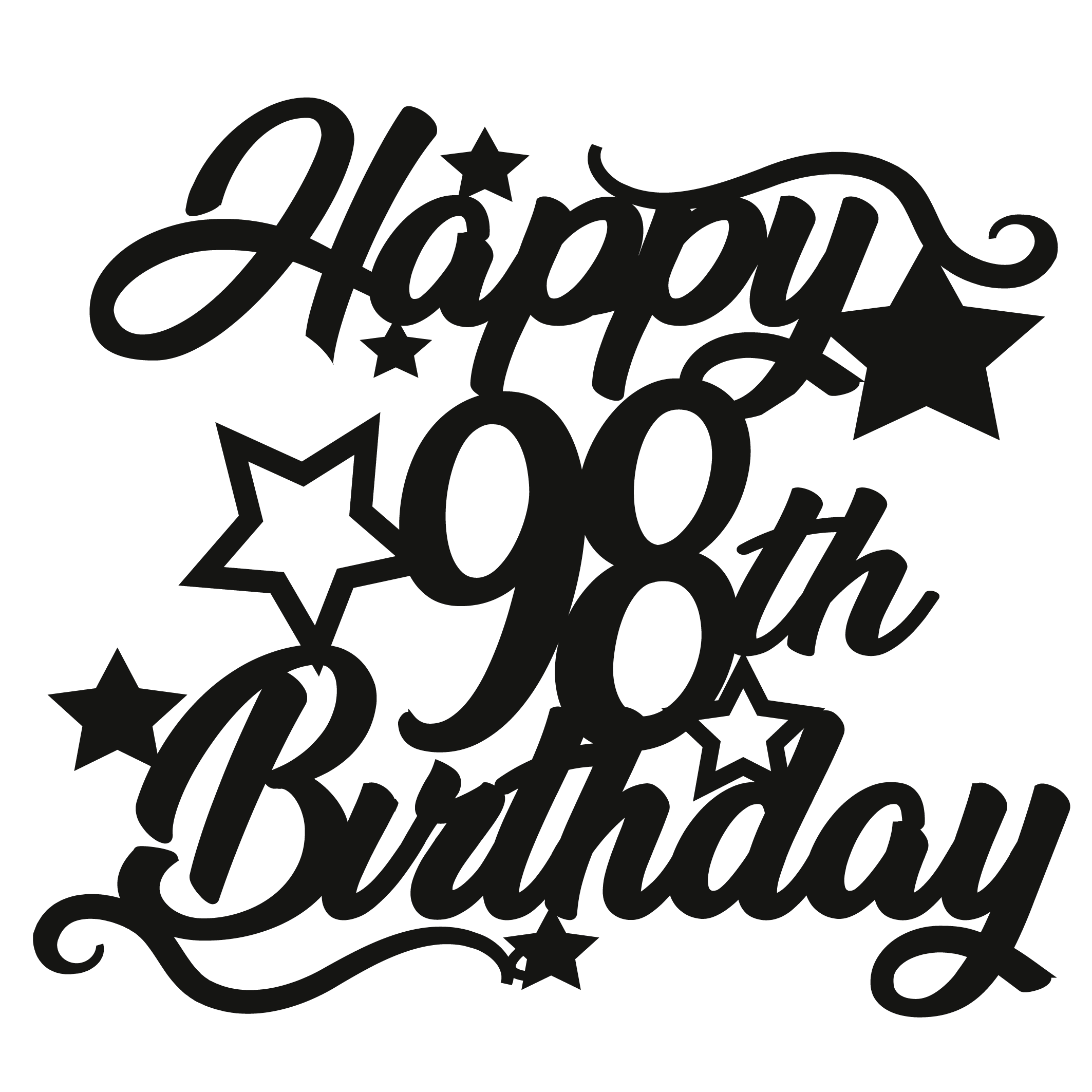 98th Birthday - Numbered - Cake Topper - The Create Studio