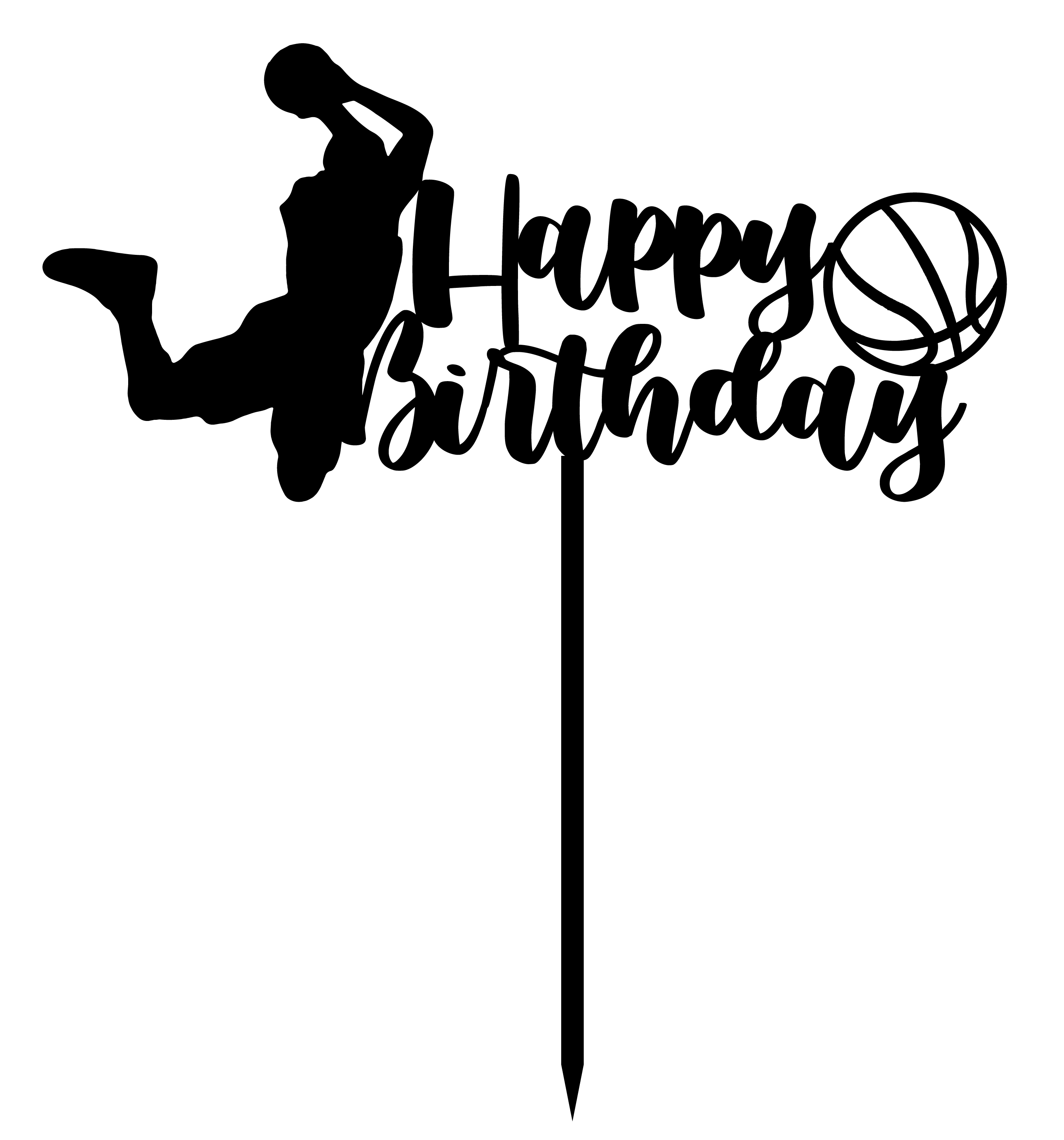 Cake Decorations - Basket Ball - Happy Birthday  - Style 2