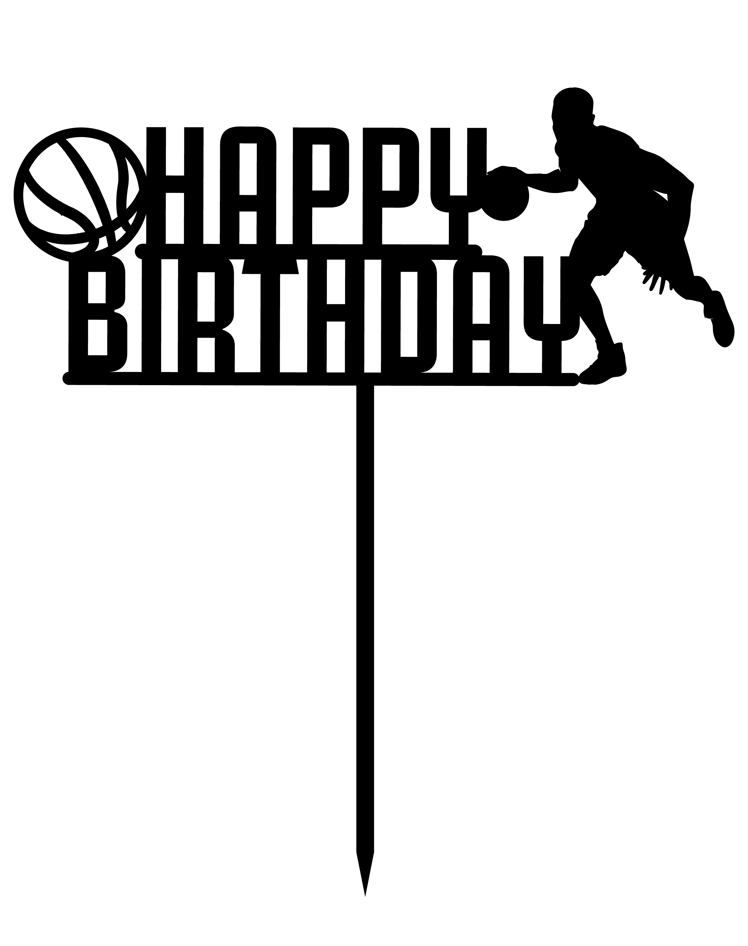 Cake Decorations - Basket Ball - Happy Birthday  - Style 1