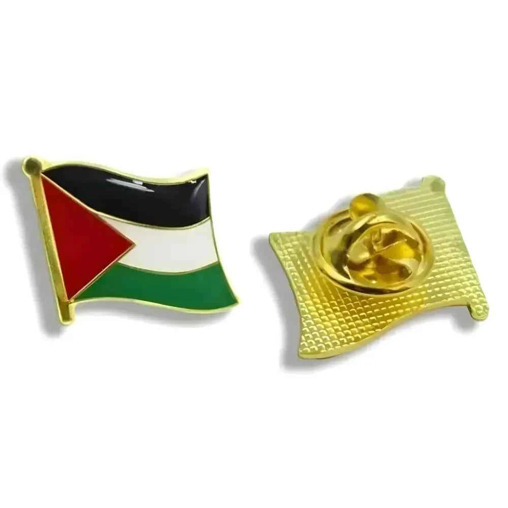 Palestine flag lapel pin with vibrant colors and a gold backing for stylish wear