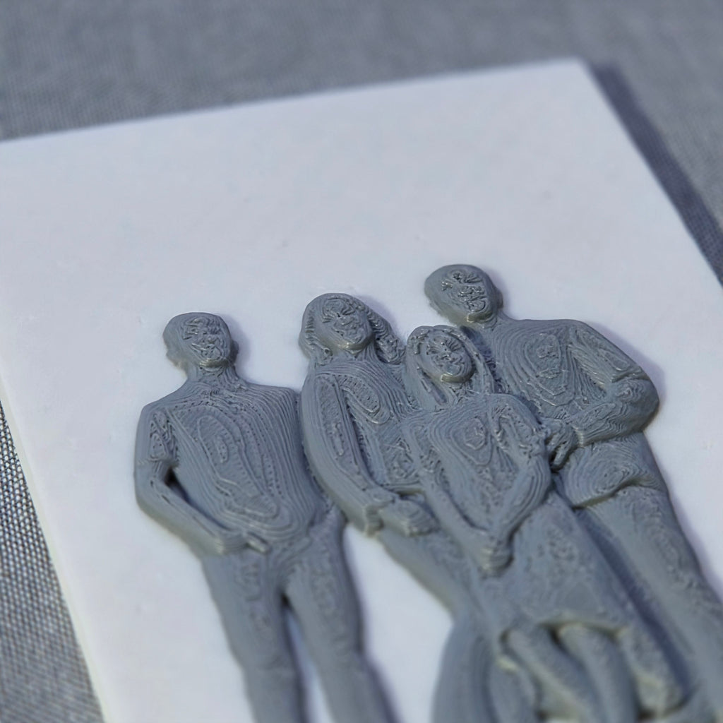 The Create Studio custom photo sculpture art family grey 3D relief on white plaque personalised keepsake