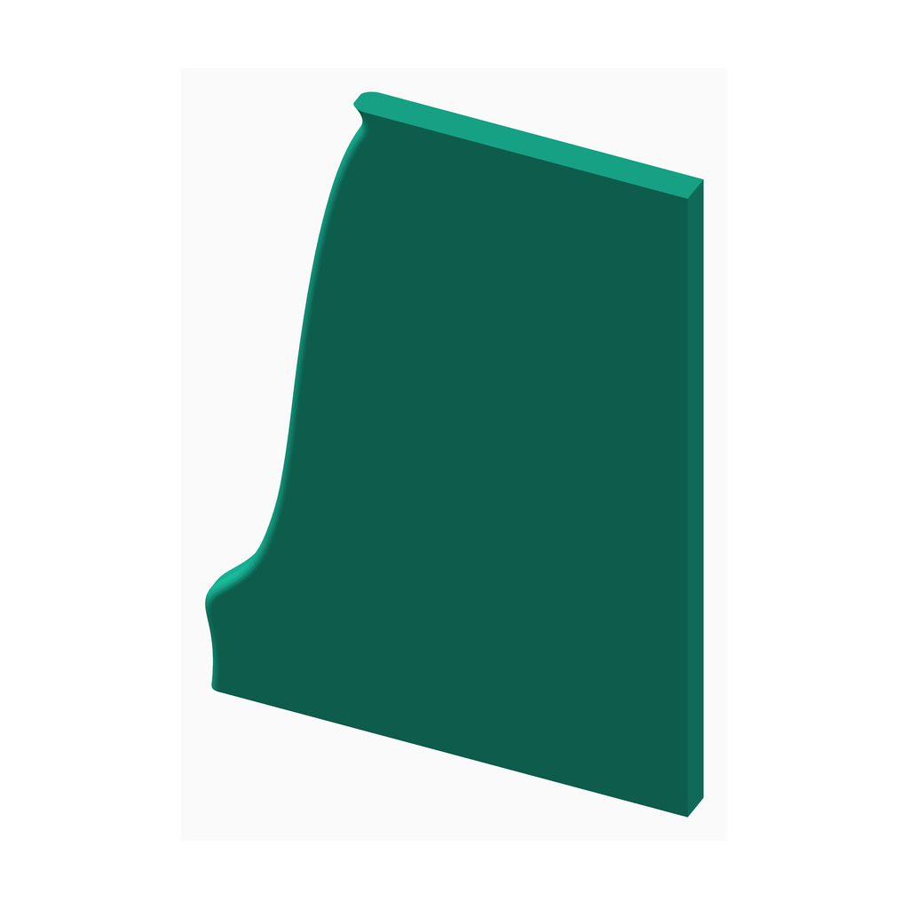 Green pottery rib tool for sculpting by The Create Studio with ergonomic curved design