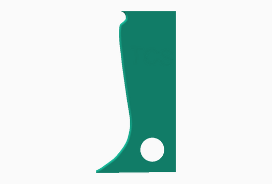 The Create Studio pottery rib tool in green for shaping and smoothing clay surfaces