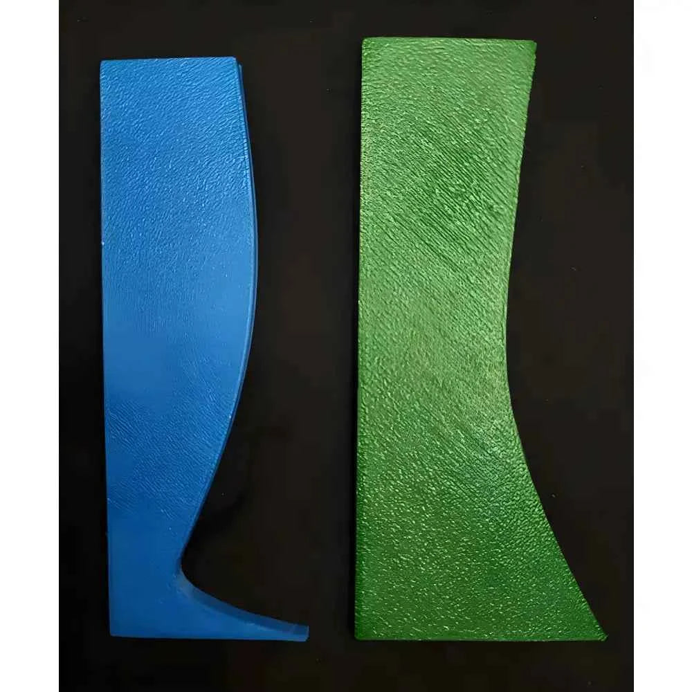 Pottery rib tool set featuring blue and green ergonomic shaping tools for clay artists