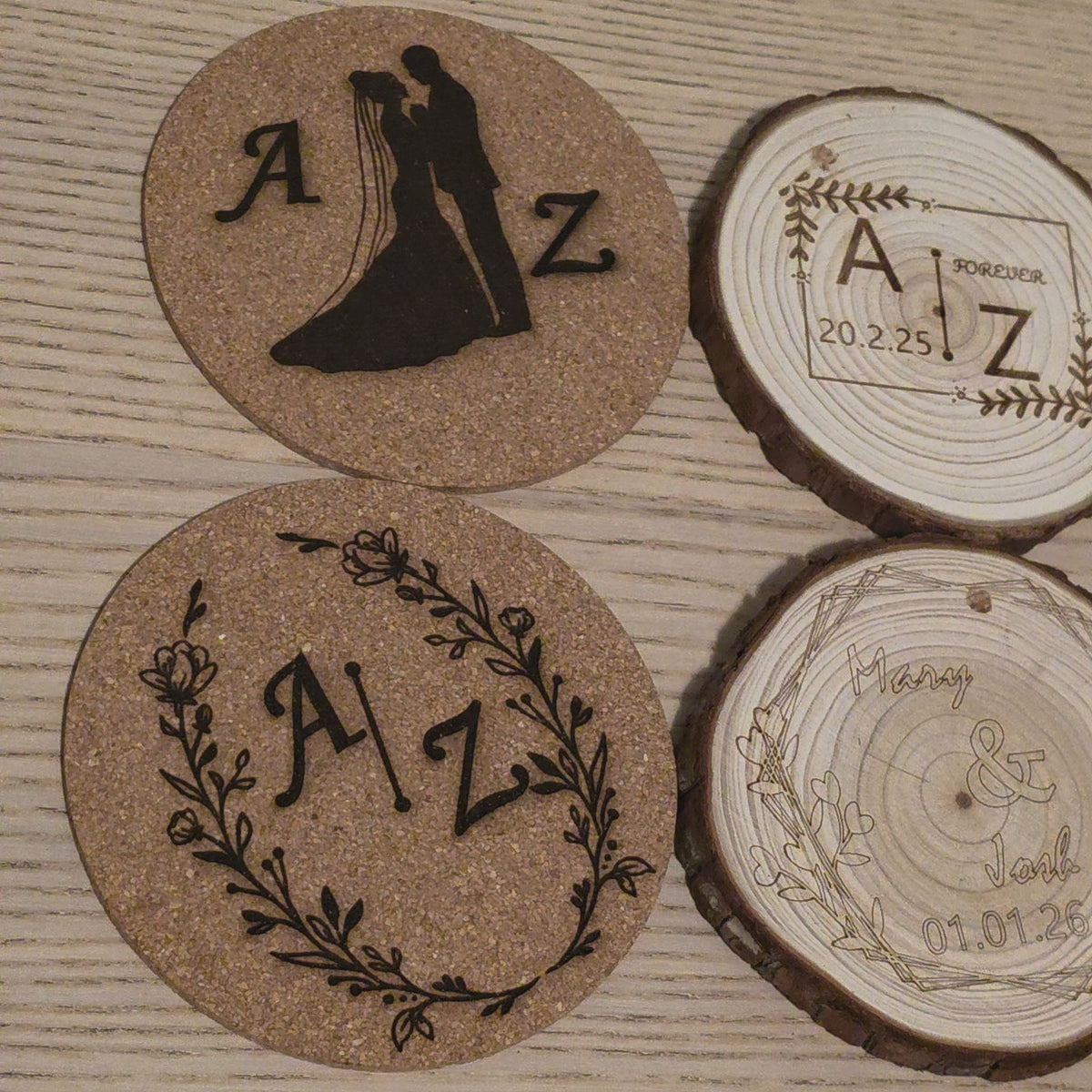 Laser Engraved Rustic Coaster – Personalised Thick Wooden Coaster