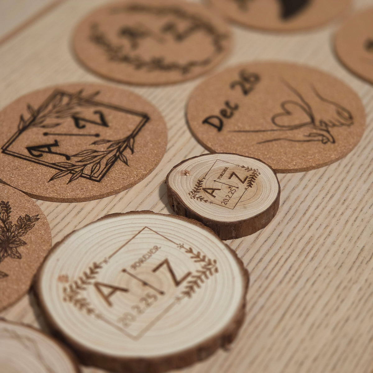 Laser Engraved Rustic Coaster – Personalised Thick Wooden Coaster