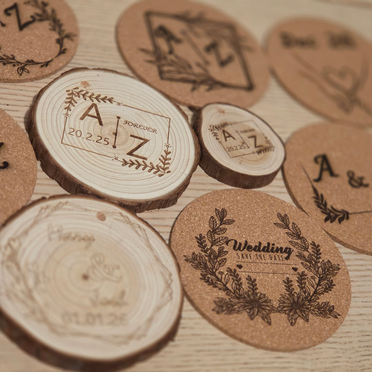 Laser Engraved Rustic Coaster – Personalised Thick Wooden Coaster