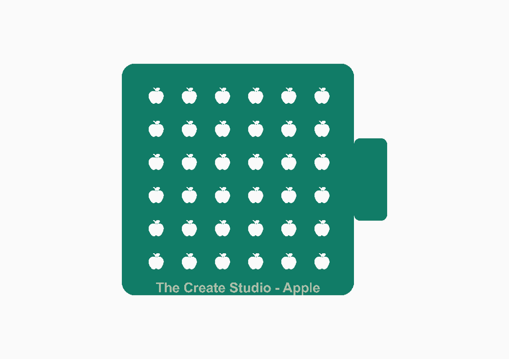 Apple shape stencil for baking by The Create Studio featuring multiple apple designs on a green background