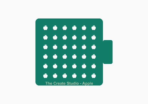 Apple shape stencil for baking by The Create Studio featuring multiple apple designs on a green background
