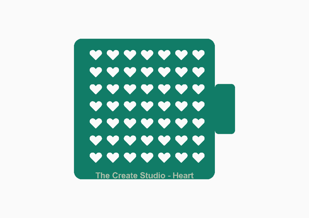 Heart shaped stencil for baking by The Create Studio featuring multiple heart designs for cake decoration